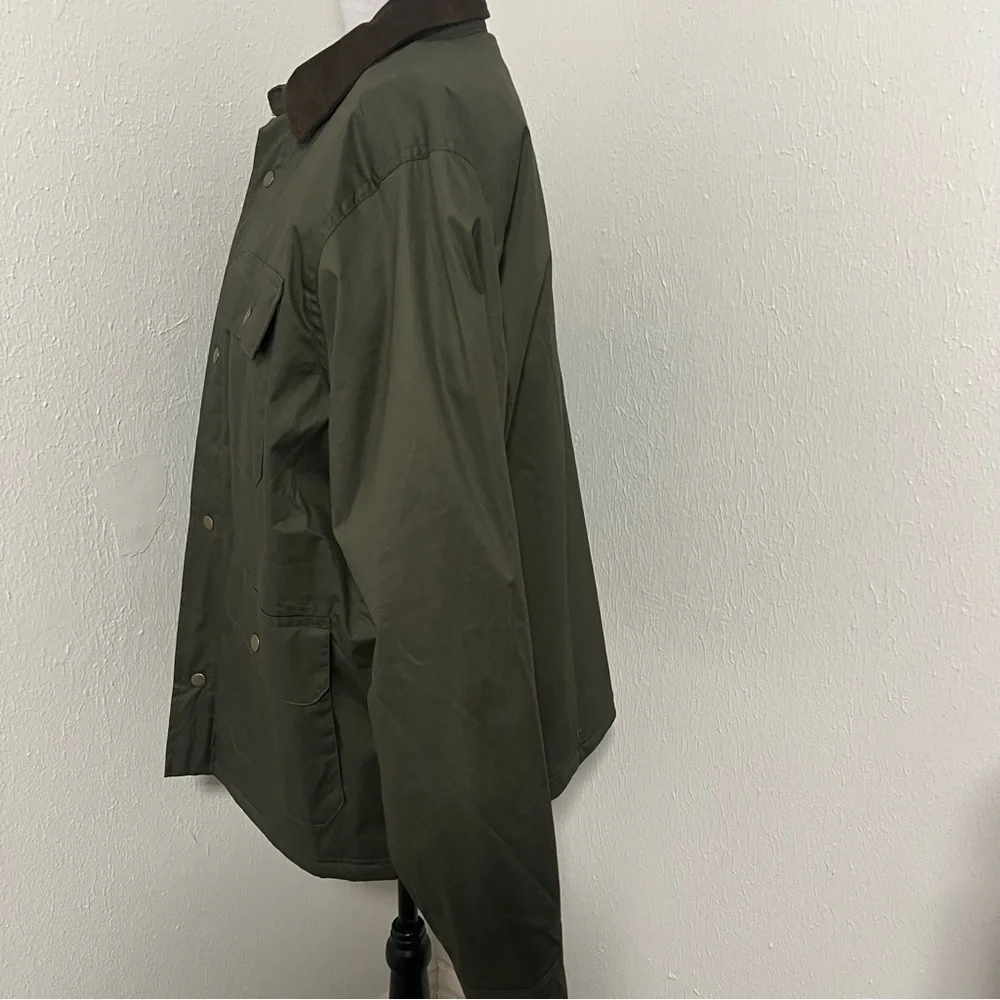 Old Navy Men’ Size Large Water-Resistant Cotton-Twill Barn Coat Olive Brown NWT